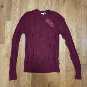 Helmut Lang Edgy Raw Hem Opaque Mohair Blend Pullover Sweater In Ruby S